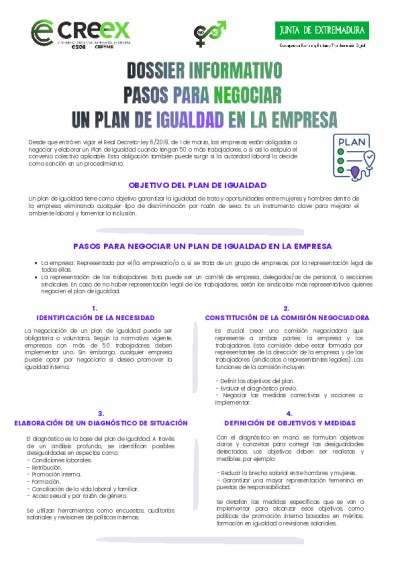 DOSSIER INFORMATIVO Pasos para Negociar un Plan de Igualdad en la Empresa 2025